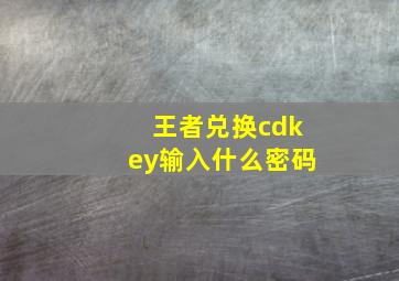 王者兑换cdkey输入什么密码