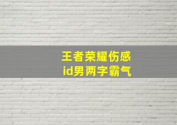 王者荣耀伤感id男两字霸气