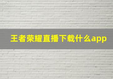 王者荣耀直播下载什么app