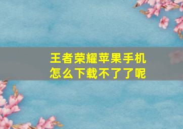 王者荣耀苹果手机怎么下载不了了呢