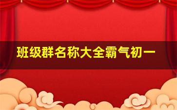 班级群名称大全霸气初一