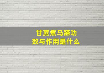 甘蔗煮马蹄功效与作用是什么