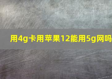 用4g卡用苹果12能用5g网吗