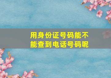 用身份证号码能不能查到电话号码呢