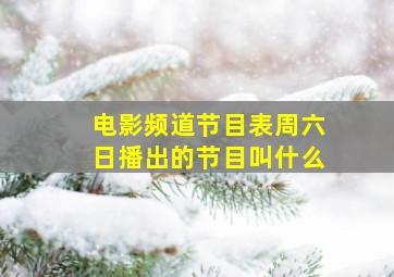 电影频道节目表周六日播出的节目叫什么