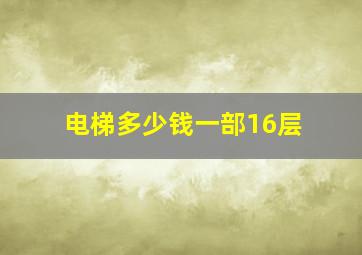 电梯多少钱一部16层