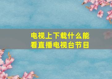 电视上下载什么能看直播电视台节目