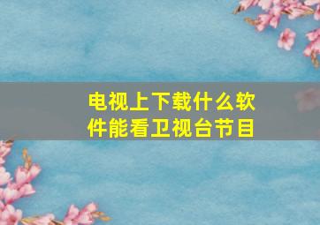 电视上下载什么软件能看卫视台节目