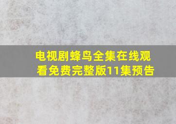 电视剧蜂鸟全集在线观看免费完整版11集预告