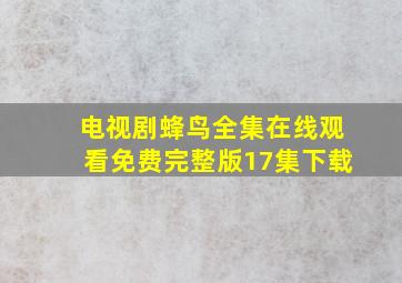 电视剧蜂鸟全集在线观看免费完整版17集下载