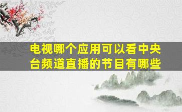 电视哪个应用可以看中央台频道直播的节目有哪些