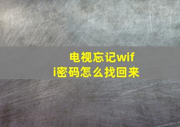 电视忘记wifi密码怎么找回来