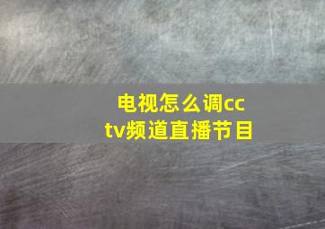 电视怎么调cctv频道直播节目