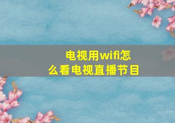 电视用wifi怎么看电视直播节目