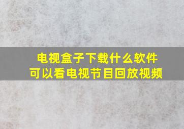 电视盒子下载什么软件可以看电视节目回放视频