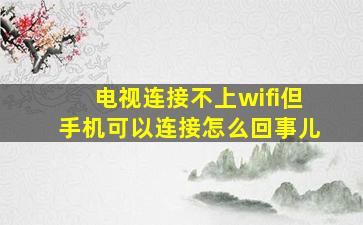 电视连接不上wifi但手机可以连接怎么回事儿