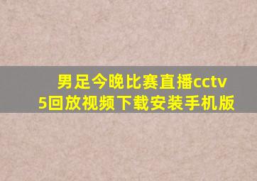 男足今晚比赛直播cctv5回放视频下载安装手机版