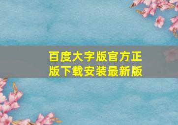 百度大字版官方正版下载安装最新版