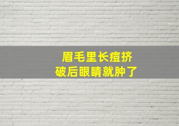 眉毛里长痘挤破后眼睛就肿了