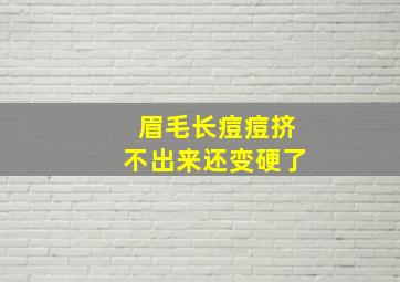 眉毛长痘痘挤不出来还变硬了