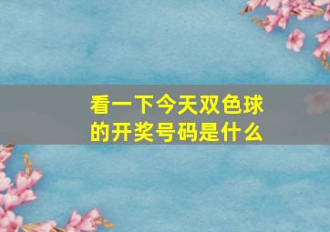 看一下今天双色球的开奖号码是什么