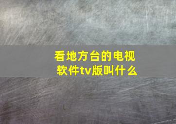 看地方台的电视软件tv版叫什么