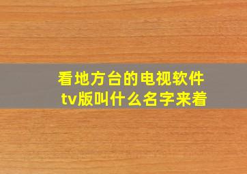 看地方台的电视软件tv版叫什么名字来着