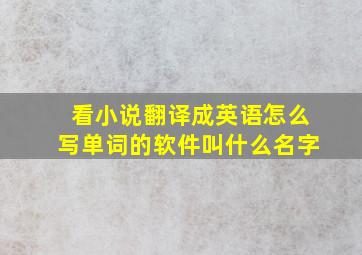 看小说翻译成英语怎么写单词的软件叫什么名字