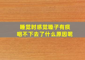 睡觉时感觉嗓子有痰咽不下去了什么原因呢