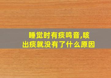 睡觉时有痰鸣音,咳出痰就没有了什么原因