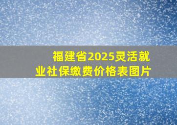 福建省2025灵活就业社保缴费价格表图片