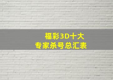 福彩3D十大专家杀号总汇表