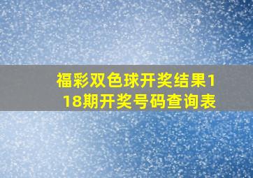 福彩双色球开奖结果118期开奖号码查询表