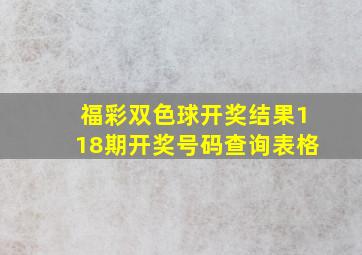 福彩双色球开奖结果118期开奖号码查询表格