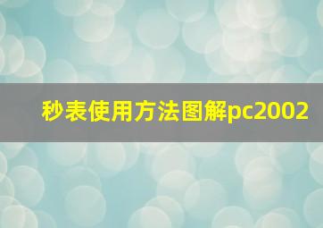 秒表使用方法图解pc2002