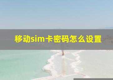 移动sim卡密码怎么设置