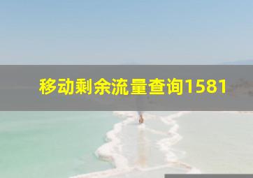 移动剩余流量查询1581