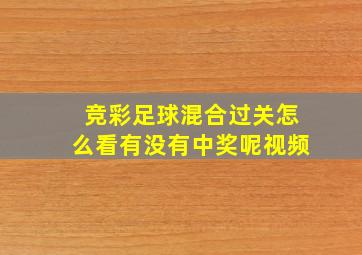 竞彩足球混合过关怎么看有没有中奖呢视频