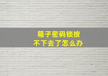 箱子密码锁按不下去了怎么办