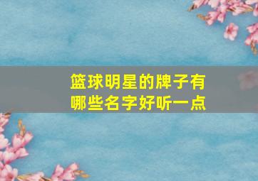 篮球明星的牌子有哪些名字好听一点