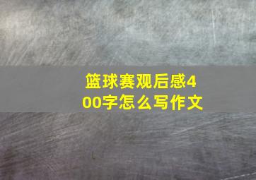 篮球赛观后感400字怎么写作文