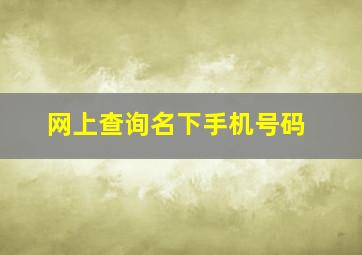 网上查询名下手机号码