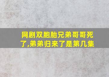 网剧双胞胎兄弟哥哥死了,弟弟归来了是第几集