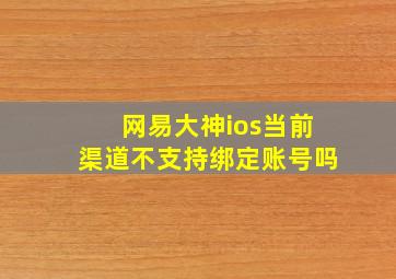 网易大神ios当前渠道不支持绑定账号吗