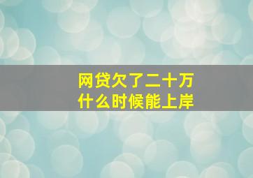 网贷欠了二十万什么时候能上岸