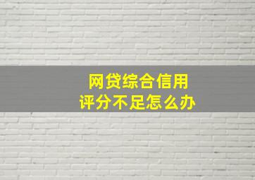 网贷综合信用评分不足怎么办