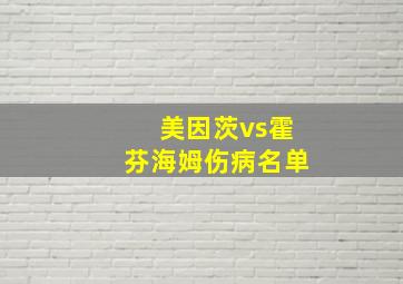 美因茨vs霍芬海姆伤病名单