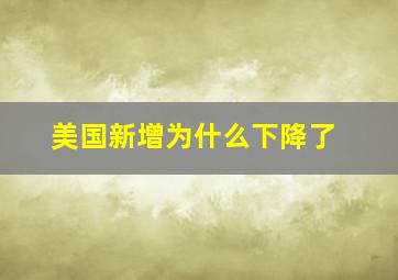 美国新增为什么下降了