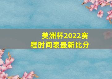 美洲杯2022赛程时间表最新比分