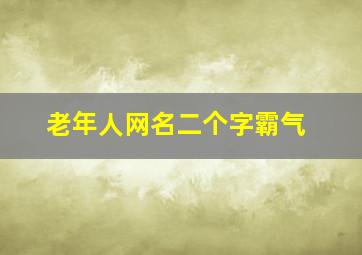 老年人网名二个字霸气